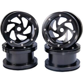 Mohero 2.2 "سبيكة Beadlock 1/10 RC عجلات RIMS 40MM لزاحف حزمة Wraith Cars من 4 (أسود)