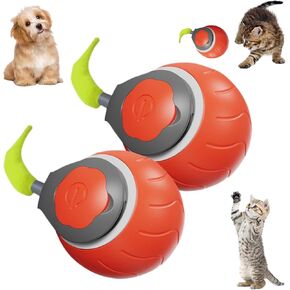 2PC TAPY 2.0 Tail Cat Toy ، 2025 ألعاب كرات القطط المتحركة للقطط الداخلية ، لعبة كرة القطط الأوتوماتيكية القابلة لإعادة الشحن ، تعديل سرعتين (برتقالي)
