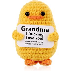 بطة إيجابية مضحكة ، والكروشيه التحفيزي الكروشيه لطيف صغير ميني حيوان أنا أحب لك بطة Duck إيجابية دمية الكروشيه إيجاب