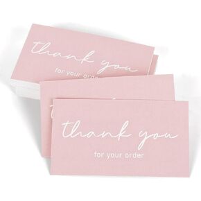 Whaline 100pcs mini شكرًا لك بطاقات Sage Green شكرًا لك على بطاقات طلبك ، شكرًا لك ملاحظات على متاجر الأعمال الصغيرة ، 2 × 3.5 بوصة