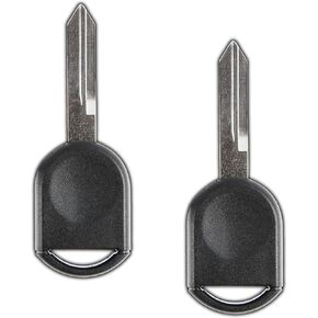 KeylessOption Replacement Uncut Ignition Chipped Car Key Transponder Blank For Ford Lincoln Mercury Mazda (Pack of 2)