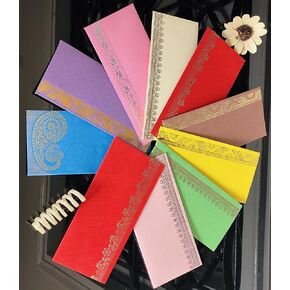 annafi® realling card invitation invelopes for Shagun Envelope Gifting Cash Letters | حامل المال Lifafa Mailers Gold Silver Foil ختم عيد الميلاد متعدد الألوان ، ديوالي ، حفل زفاف ، عيد ميلاد (100)