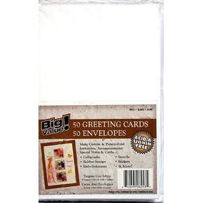 بطاقات A7 ثقيلة الوزن الثقيل مع الأظرف (5.25 "x7.25") 50/pkg ، أبيض