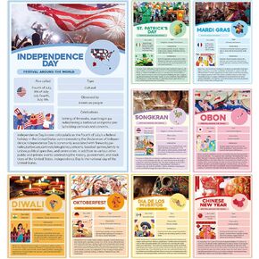 gisgfim Cultures Around the World Posters Multicultural Diversity Classroom Decorations Festivals Around the World Learning Materials Social Studies Classroom Poster Set for Middle High School, 9 Pcs