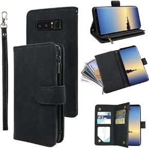 Compatible with Samsung Galaxy Note 8 Wallet Case and Premium Vintage Leather Flip Credit Card Holder Stand Cell Accessories Phone Cover for Glaxay Note8 Not S8 Galaxies Gaxaly Women Men Pink
