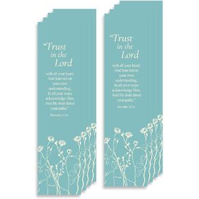 Christian Bookmark Packs with Bible Verse Proverbs 3:5-6; Trust in The Lord with All Your Heart (Pack of 8)