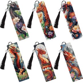 Dragon Diamond Art Paintinglks - 6 PCS DIY Diamond Painting Laink kits with tassel Gem Art Craft Supplies with Flower Pattern Birthday Holiday Gift for البالغين للمبتدئين للمبتدئين