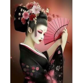 مجموعات طلاء الماس Skryuie 5D Geisha - مجموعات فن الماس DIY للبالغين امرأة ، تدريبات مستديرة كاملة - غرزة Crystal Cross - Craft Craft for Wall & Office Decor