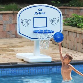 Pool Basketball Hoop, 34"x34"x42.2" Oversized Pool Toys with 2 Balls/Nets/Pump for Poolside Water Basketball Game, Pool Basketball Goal for Inround Pool & Deck - Swimming Pool Games for Kids Adults