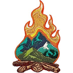 Campfire Iron On Patch - AssoriDered Camp Adventure Traveler Boy Girl Scout Camping Champique The Compique on Sew on Patches for Clothing ، الجينز ، القبعات ، حقائب الظهر ، الملابس ، القبعات ، السترات (3 ")