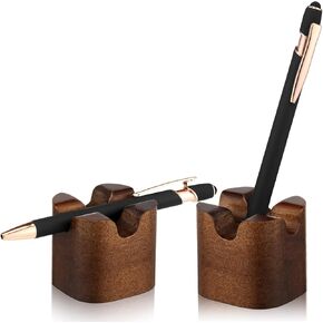 Sherr 2 Pcs Wood Fountain Pen Holder Wooden Pencil Holder Minimalist Pen Rest Desk Stand Pencil Organizer Tray for Home, School and Office