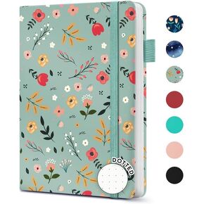 Taja Dotted Journal Notebook, Bullet Dotted Journal with 160 Grid Pages, Hardcover Leather Journal Notebook for Women Men, Notebooks for Work Organization, School, Daily Life - Little Fortune
