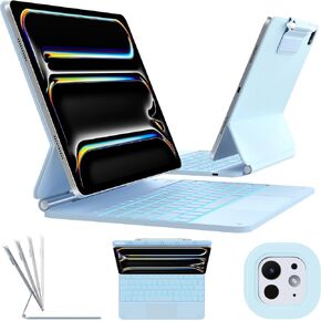 typecase Keyboard Case for 2024 M4 iPad Pro 13,Magic Keyboard with 11-Color Backlight,Keyboard Case with Pencil Holder,Bulit-in Trackpad,Easy-Set Magnetic Stand,Purple