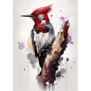 مجموعات الطلاء Pffngpen Diamond للبالغين ، 5D Diy Woodpecker Riamond Art Kits للمبتدئين ، فن الحفر الكامل Round Diamond For Decor