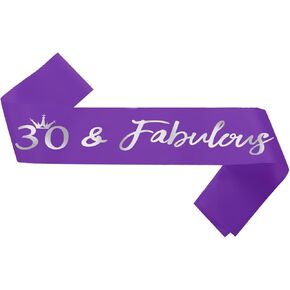 عيد ميلاد 60 ، رائع 60 عيد ميلاد الأرجواني الساتان وشاح مع رسالة رقائق فضية ، وملحقات عيد ميلاد سعيد ، حفل زخارف الحفل ، والفضة الأرجواني
