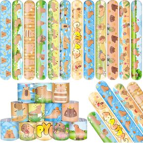 48 PCS Capybara Slap Bracelets Party Party Fords و Goodie Bag Fillers for Kids Fun Capybara wristbands for party decorations and supplies