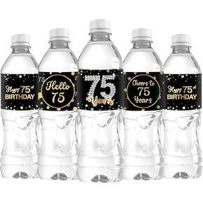 33pcs Happy 75th Birthday Water Bottle Heaits to 75 Year