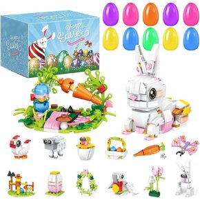 بيض عيد الفصح المملوءة مسبقًا مع ألعاب Brunny Building Easter Basket Stuffers Higds for Kids Eggs Follers for Egg Hunt Judts Supplies Partyroom Party Fors Essentials