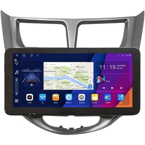 [2G+32G] Carplay Android Auto Touchscreen Autoradio Car Stereo GPS Navigation FM Radio Head Unit WiFi Mirror Link Multimedia Player GPS Radio DSP for Hyundai Verna Accent Solaris 2010-2016 Silver