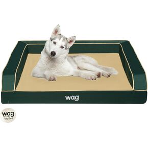 WAG Premium Pet Dog Bed | بناء الطبقة متعددة مع هلام طاقة التبريد والضغط على النحاس | غطاء قابل للغسل الماكينة وبطانة داخلية مقاومة للماء | كبير جدا ، الصنوبر الأخضر
