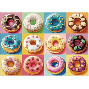 Motiloo Donuts Jigsaw Puzzles 500 Piece for Adults and Kids - Colorful Donuts Collection Puzzle Perfect for Game Nights Family Fun Holiday Jigsaw