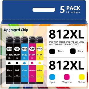 Weemay 812XL حبر خراطيش حبر عالية السعة إعادة تصنيعها ل Epson 812 812XL حبر خراطيش التحرير والسرد العمل مع القوى العاملة Pro WF-7820 WF-7310 EC-C7000 (4 حزمة)