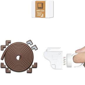 18 + 8 edge corner set + 12 locks - bundle & save - cove edge steed guards (18 apt edge 8 corners ، coffee brown) + cove cove magnetic cabinet and ravel locks (12 locks 2 keys)