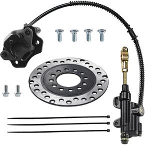 PRO BAT Rear Brake Master Cylinder Caliper Assembly+Brake Disk Rotor for 50cc 70cc 90cc 110cc 125cc Chinese Quad Taotao Boulder B1 Coolster 3050HD ATV Kids Four Wheeler, Black