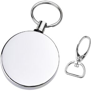 Kare and Kind Heavy Duty Retractable Reel with Belt Clip, 28 Inch Steel Cord, Chrome Metal Case, Belt Loop Clasp and Key Ring, Clasps Swivel Clips (Silver, 3pc)