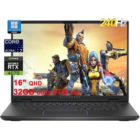 DELL Alienware M16 R2 Gaming AI PC Laptop | 16" QHD 240Hz 100% 3ms | Intel 16-Core Ultra 7 155H | 32GB DDR5 1TB SSD | GeForce RTX 4070 8GB Graphic | RGB Backlit Thunderbolt FHD IR Camera Win11Pro Grey