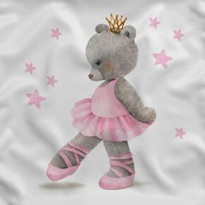 فريد من نوعه FABRICPANELS مربع لحاف 13 × 13 بوصة ، صورة لطيفة من teddy bear ballerina ، لوحة نسيج للخيط ، لوحة لحاف الطفل ، لوحة القطن طفل ، لوحة للحاف