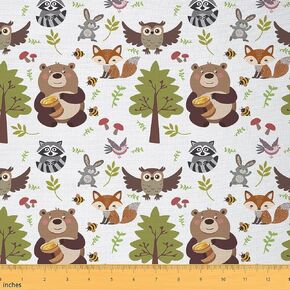 Feelyou Owl Fabric by The Yard 5 Yards 3D Animal Printed Decorative Waterproof Outdoor Fabric Bird Decor Upholstery Fabric for Chairs Cartoon Owls Design DIY Reupholstery Fabric Room Decor
