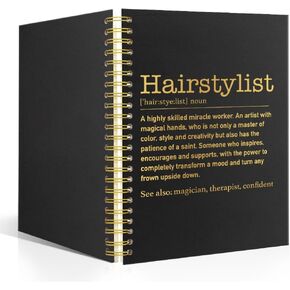 XQlzy Hairstylist تعريف دفتر حلزوني ذهبي أسود لمجد الشعر ، هدايا مجلة مصفف الشعر للنساء للنساء ، هدايا تقدير مصفف الشعر ، هدايا عيد ميلاد عيد الشكر لمستهلك الشعر