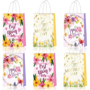 Mothers Day Gift Bags Happy Mother's Day Gift Bag Mother's Day Gift Bag Bulk Flower Gift Bags Best Mom Theme Party Decorations for Women Wife Mom Grandma Aunt