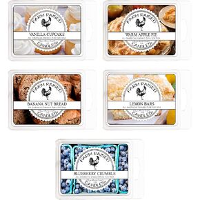 Bakery Wax Melts 5 Pack 16 Ounces Warmer Melts - Candle - 100% Plant-Based Soy American Made - Scented Wax Warmer Cubes. Vanilla Cupcake, Apple Pie, Almond Farm Raised Candles