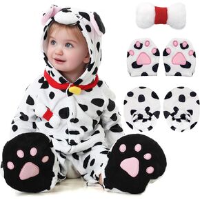 Ezuwail Toddler Dalmatian Costume Cost Dog Assume Child Corpy Assume ، Toddler Animal Romper Pajamas