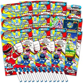 مجموعة كتاب تلوين Power Rangers - حزمة مع 12 كتب نشاط حبر ماجيك | Power Rangers Party Supplies للأطفال