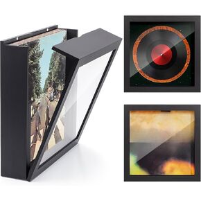 3 Pcs Vinyl Record Frame Wall Display Album Cover for Store up to 20 Records 12 x 12 Inch Solid Wood Frame Mount on Wall Vinyl Lp Covers with Clear Acrylic Front