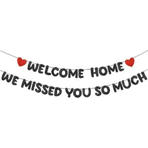 Fulmoon Pre Strung Welcome Home لقد اشتقت إليكم الكثير من اللافتات بريق الترحيب بالمنزل لزخارف الحفلات الجيش العسكري العائدين ، العودة للوطن ، العائلة (الأزرق)