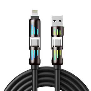 aceyoon Multi Charging Cable, Multi Charger Cable Nylon Braided 3 in 1 Multi Charging Cord, 100W/27W/10W USB C Cable Adapter with IP/Type C/Micro USB Port for Cell Phones/Tablets/Earphone
