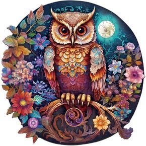 Jigfoxy Wooden Puzzles for Adults, Owl Wood Puzzles Adult, Unique Animal Shape Wooden Jigsaw Puzzles for Adults, Birthday Gifts for Puzzle Lovers, Family, Friend (S-8.2 * 8.3in-100pcs)