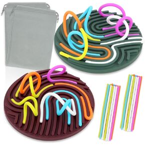 ألعاب Fidget Toys Sensory Activity Board 2Pack ، ألعاب الجذعية الحسية للسيليكون ، وأنشطة السفر للأطفال والبالغين ، ADHD والتوحد | هدايا الإغاثة من الإغاثة من القلق مع 26 سلاسل (أخضر وأرجواني)