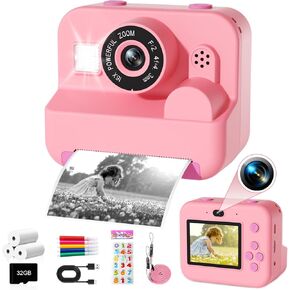 طباعة كاميرا الأطفال الفورية - 1080 بكسل HD Camera Digital Camera for Toddler مع ورق صور الطباعة ، لعبة محمولة لـ 4 5 6 7 8 9 10 سنوات ، هدايا عيد ميلاد عيد الميلاد للفتيان (الأزرق)