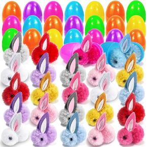 Qlinleaf 24 Pack Prefiled Easter Eggs مع Bunny للأطفال داخل Easter Eggs Gifts Folders Stuffers Decorations Supplies Supplies