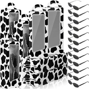 24 PCS Cow Print Party Favors مجموعة تشمل 12 صناديق هدايا موضوع بقرة و 12 نظارة شمسية للبقرة كاشير مزرعة للحفلات حيوانات للاستحمام الطفل مزرعة الأوسمة ذات طابع البقر