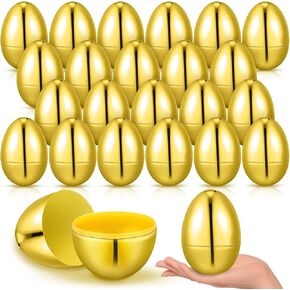 Leitee 24 pcs ملء البيض عيد الفصح 3.15 '' 'Golden Metallic Easter Eggs blastic Golden Fox لملء علاجات الفراخ موضوع الحزب لصالح حشو سلة الصيد