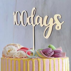 100 يوم الكعكة الخشبية توببر بيبي 100 يوم ديكورات حفل الاحتفال ، Smash Cakes Topper ، عيد ميلاد الطفل الذكرى السنوية لوازم زخارف الحفلات استحمام الطفل