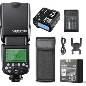 Godox V860II-N TTL GN60 High Speed Sync 1/8000s Camera Flash Speedlight,1.5s Recycle time,650 Full Power Pops with 2000mAh Li-ion Battery Compatible for Nikon Cameras & Godox X2T-N Flash Trigger