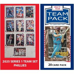 2024 Baseball Team Pack Phillies 20 Card Pack Mike Schmidt + 2025 Topps Series 1 Team Set - Bryce Harper