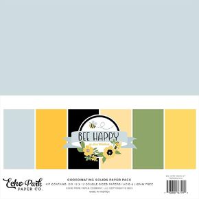 Echo Park Paper Bee Happy, 6 Colors Echo Park Double-Sided Solid Cardstock 12"X12" 6/Pkg